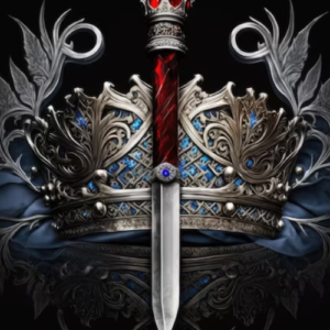 Coroa e espada representando o poder e a clareza da Rainha de Espadas no tarô"